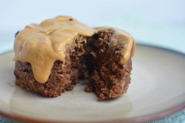 Double chocolate mug cake w/ PB frosting